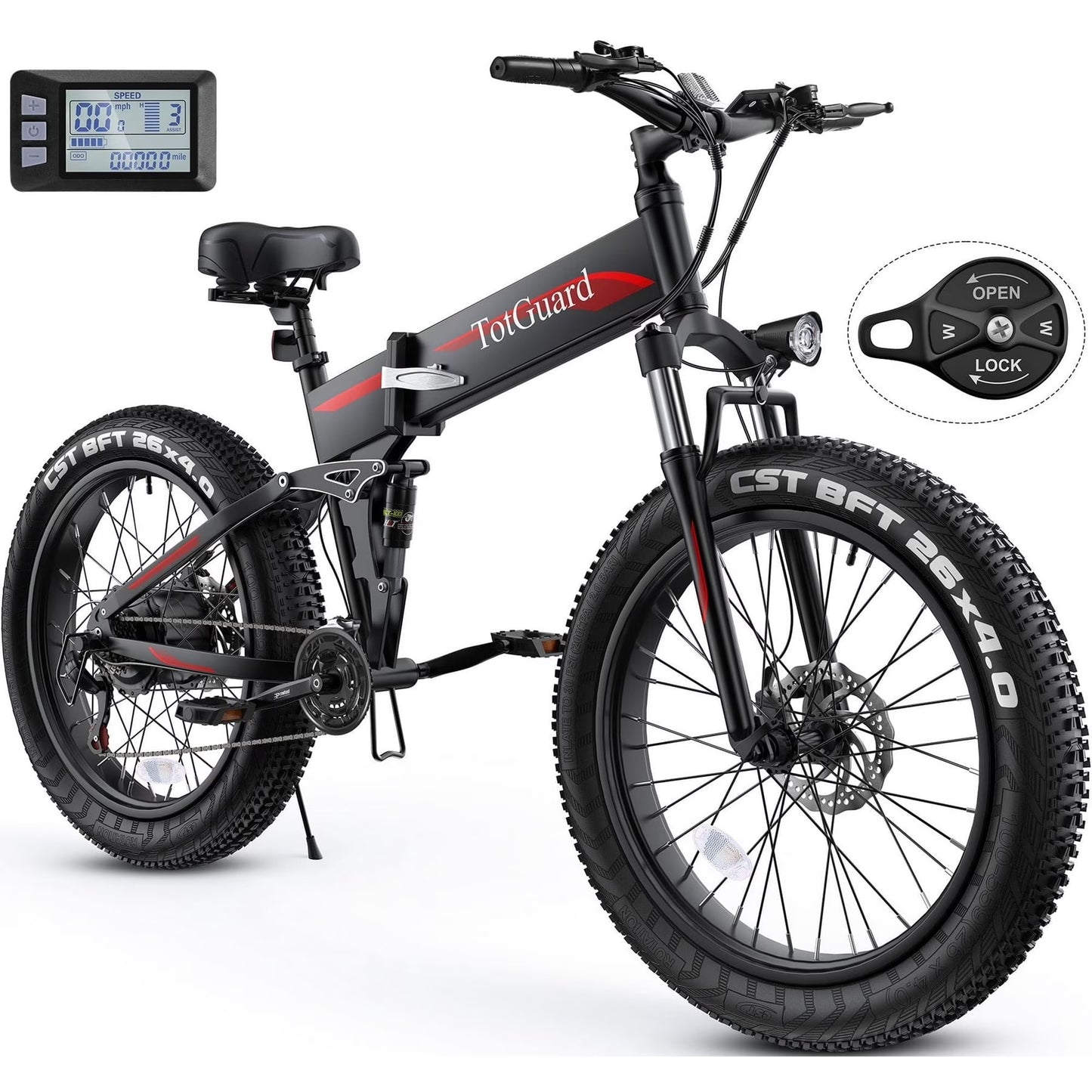 Totguard 26"x4" Electric Bike, Fat Tire 500W Ebike, Foldable Electric Bicycles E Bikes for Adults Electric - Product image 5
