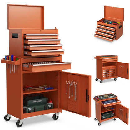 2-in-1 Rolling Tool Chest, 5-Drawer Tool Storage Cabinet with Wheels, Adjustable Shelf - Product image 1
