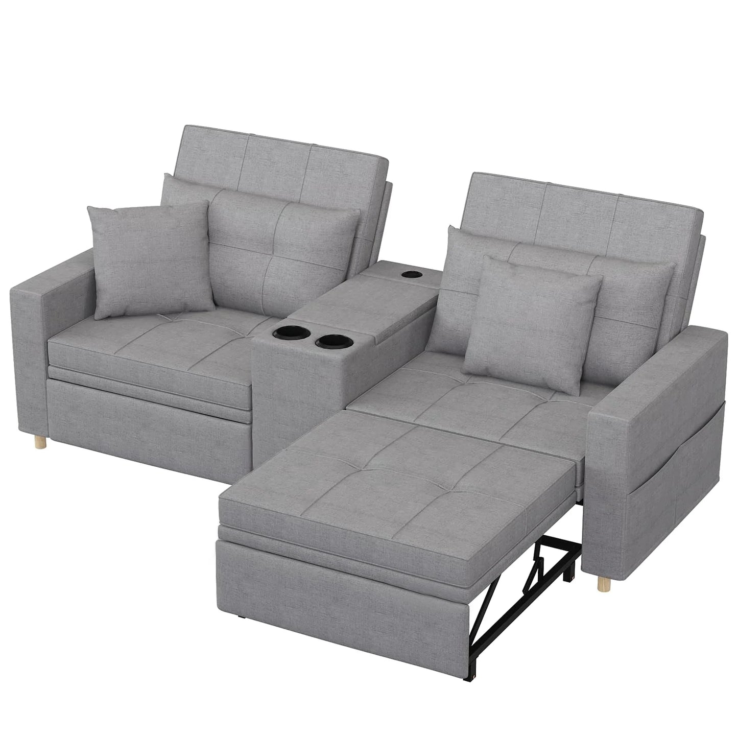 AECOJOY 75" Sleeper Chair, 3 in 1 Convertible Sleeper Sofa Bed, 2-Seater Pull Out Couch Bed - Product image 4