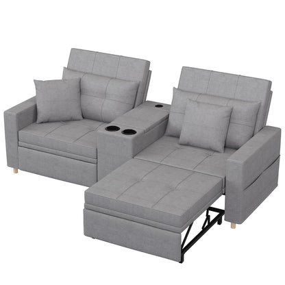 AECOJOY 75" Sleeper Chair, 3 in 1 Convertible Sleeper Sofa Bed, 2-Seater Pull Out Couch Bed - Product image 4