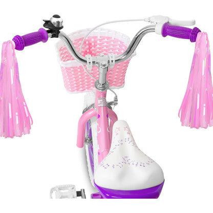 Hykolity 14" Girls Bikes with Basket, Doll Seat, Removable Training Wheel, Adjustable Sanddle - Product image 2