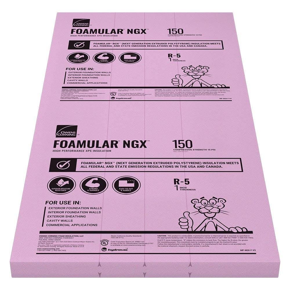 Owens Corning R- 5, 1-in x 4-ft x 8-ft Foamular Unfaced Foam Board Insulation - Product image 1