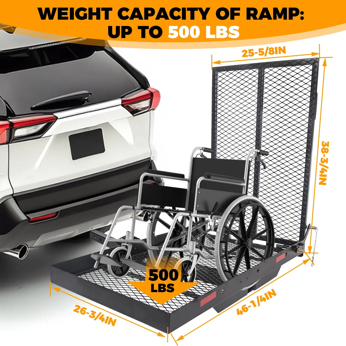 HECASA Hitch Mounted Cargo Carrier Mobility Scooter and Wheelchair Carrier Rack with Loading Ramp Luggage - Product image 2