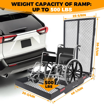 HECASA Hitch Mounted Cargo Carrier Mobility Scooter and Wheelchair Carrier Rack with Loading Ramp Luggage - Product image 2