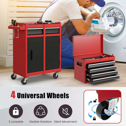 2-in-1 Rolling Tool Chest, 5-Drawer Tool Storage Cabinet with Wheels, Adjustable Shelf - Product image 48