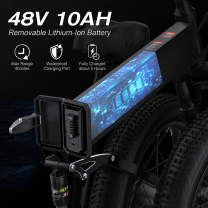 Totguard 26"x4" Electric Bike, Fat Tire 500W Ebike, Foldable Electric Bicycles E Bikes for Adults Electric - Product image 13