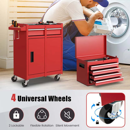 2-in-1 Rolling Tool Chest, 5-Drawer Tool Storage Cabinet with Wheels, Adjustable Shelf - Product image 36