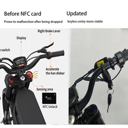 Ridingtimes GT73 Electric Motorbike 2400W 48V 18.2ah*2 Electric BIKE with 25" Tires Digital Screen Carbon - Product image 11