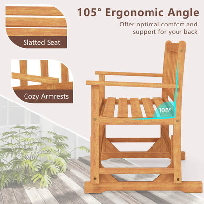 2-Person Patio Glider Bench, Solid Acacia Wood Porch Glider Chair with Slatted Backrest & Seat - Product image 10