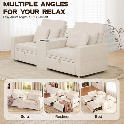 AECOJOY 75" Sleeper Chair, 3 in 1 Convertible Sleeper Sofa Bed, 2-Seater Pull Out Couch Bed - Product image 7