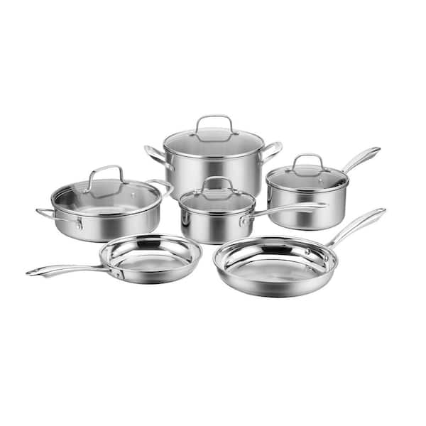 Tri-Ply 10-Piece Stainless Steel Cookware Set with Glass Lids - Product image 1