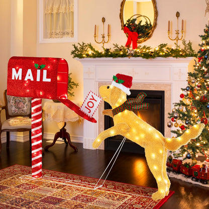 Tangkula 5.5 FT Christmas Lighted Mailbox & Dog, Xmas Decoration with 120 Warm White LED Lights - Product image 4