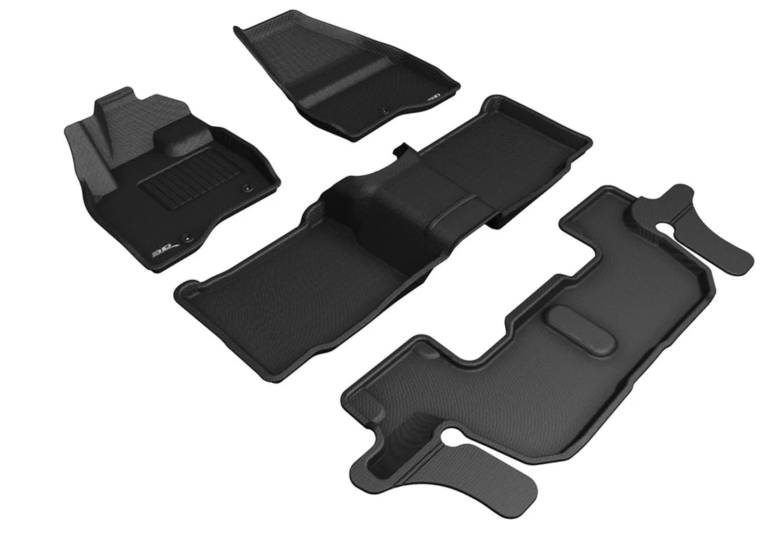 3D MAXpider L1FR11101509 - 2017-2019 Ford Explorer Kagu 1st & 2nd & 3rd Row Floormats - Black